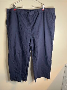 Eileen Fisher Women’s Navy Blue Organic Cotton Hemp Cropped Pants Wide Leg Sz 3X